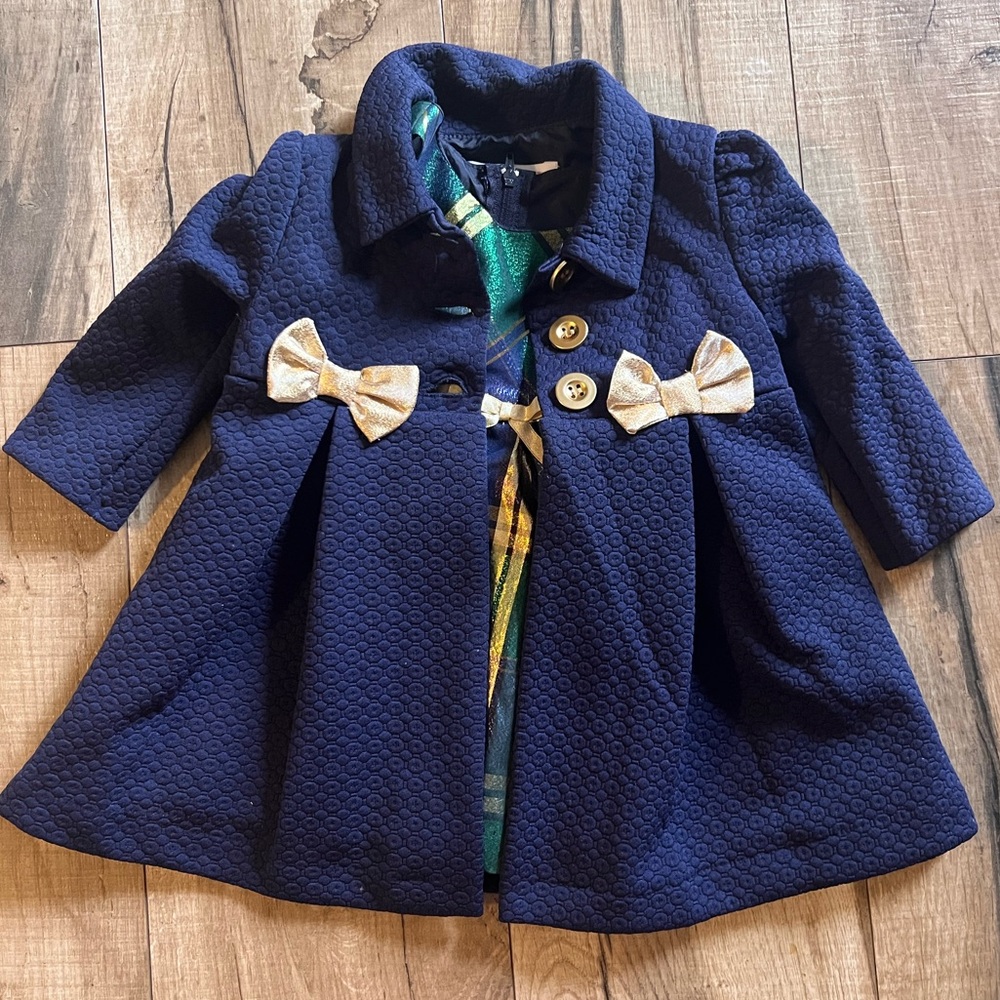 Bonnie Jean Baby Girls Plaid Printed Dress with Coat